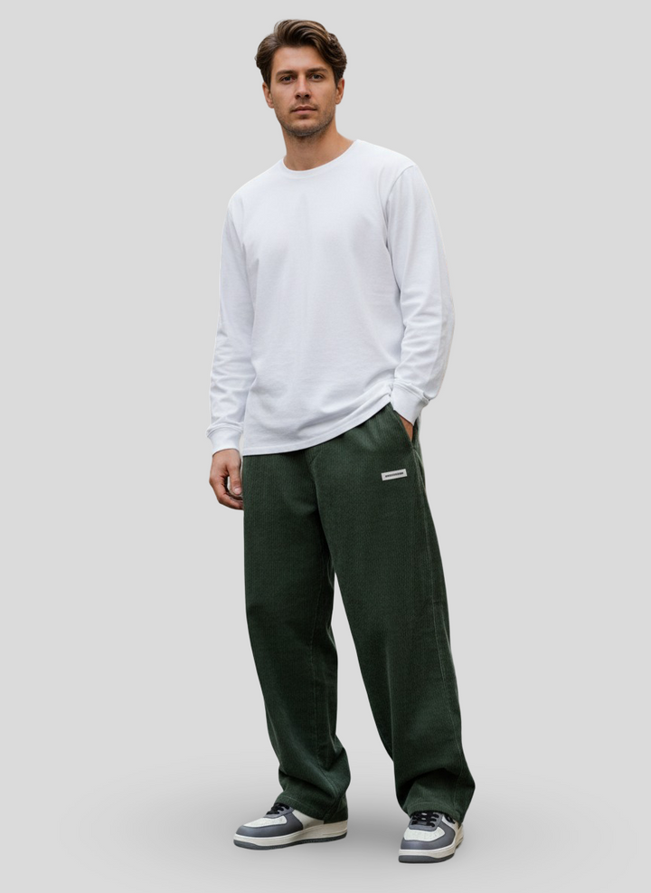 Men's Loose-Fit Wide-Leg Corduroy Pants