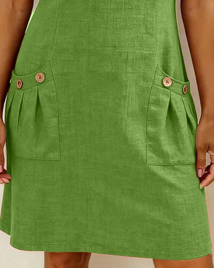 Women's Linen Shift Dress Short Sleeve Casual Shift Tunic