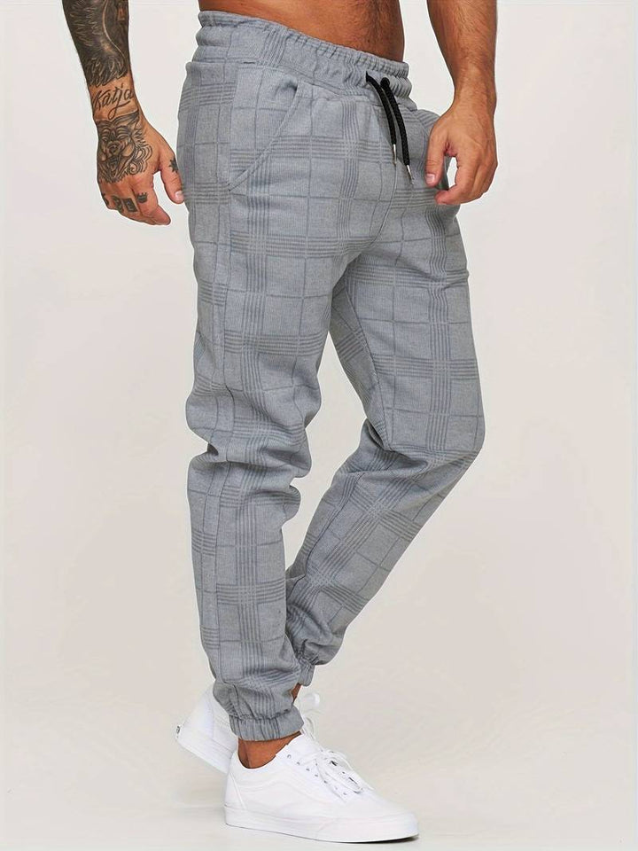 Men's Fleece Joggers Plaid Checkered Sweatpants