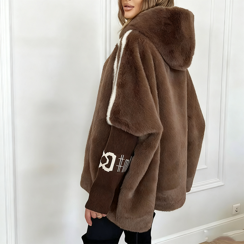 Women's Hooded Faux-Fur Zip-Up Coat