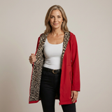 Women's Fleece Reversible Leopard Print Hooded Jacket