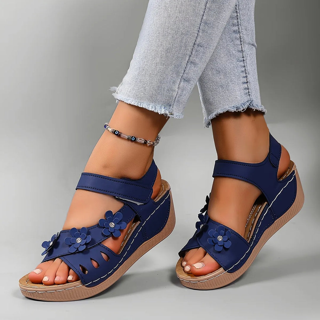 Women's Leather Platform Casual Comfort Wedge Sandals