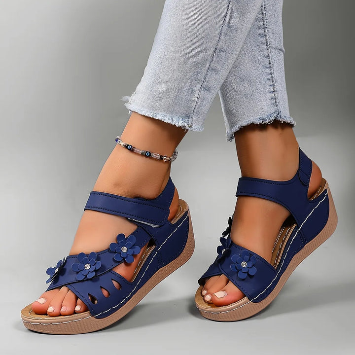 Women's Leather Platform Casual Comfort Wedge Sandals