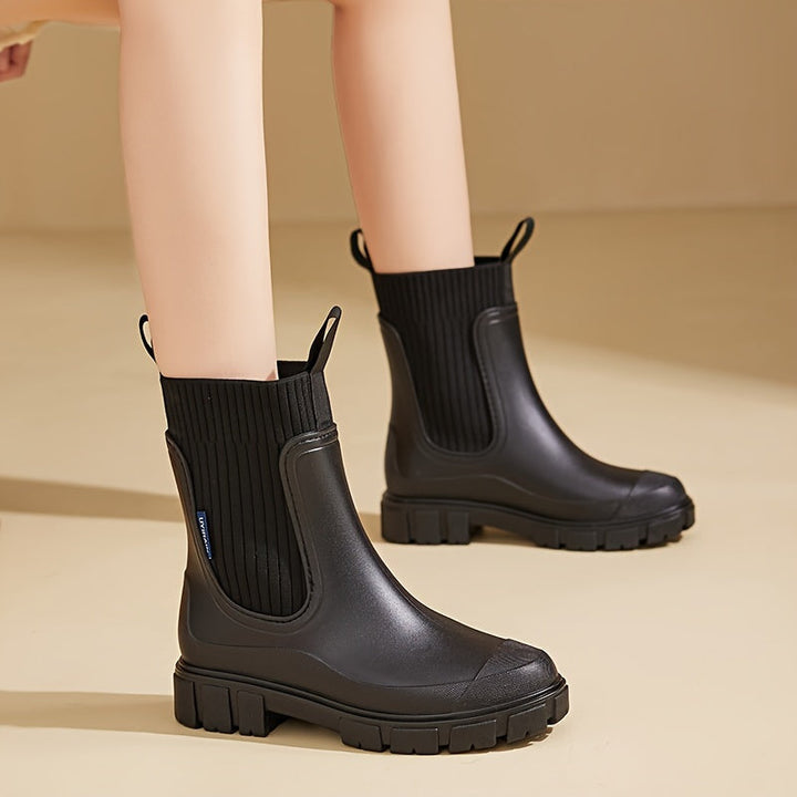 Women's Waterproof Rubber Wedge Chelsea Boots