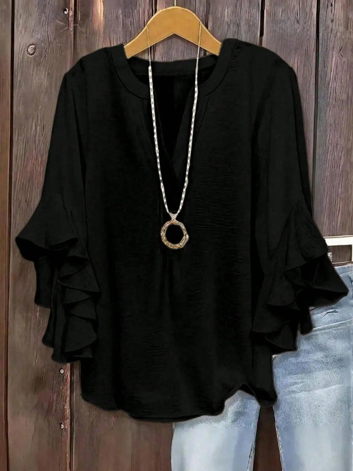 Women's Rayon Blend Short Sleeve V-Neck Casual Blouse