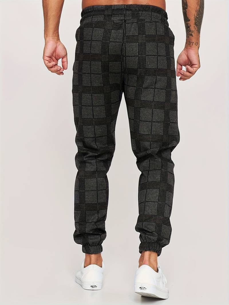 Men's Fleece Joggers Plaid Checkered Sweatpants