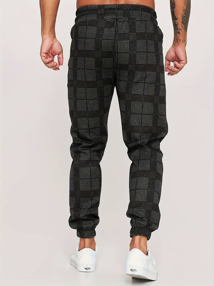 Men's Fleece Joggers Plaid Checkered Sweatpants