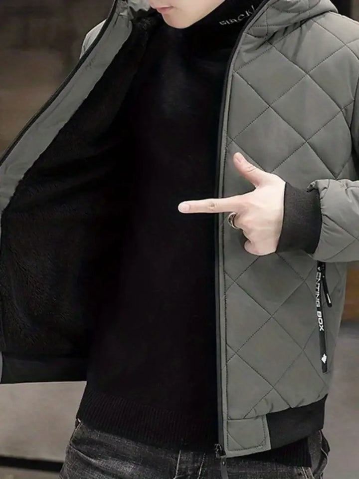 Men’s Fleece Hooded Quilted Puffer Jacket