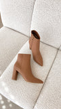 Women's Leather Ankle Boots Pointed Toe Block Heel Footwear