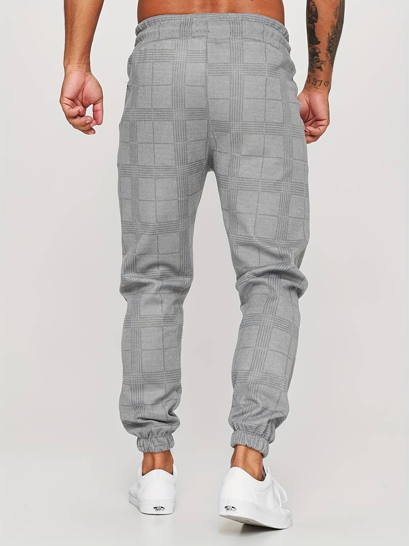 Men's Fleece Joggers Plaid Checkered Sweatpants