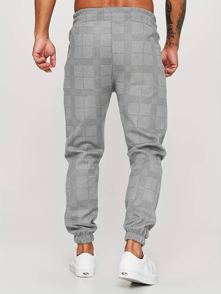 Men's Fleece Joggers Plaid Checkered Sweatpants