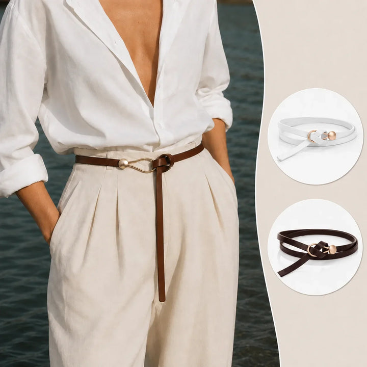 Women's Leather Slim Buckle Waist Belt