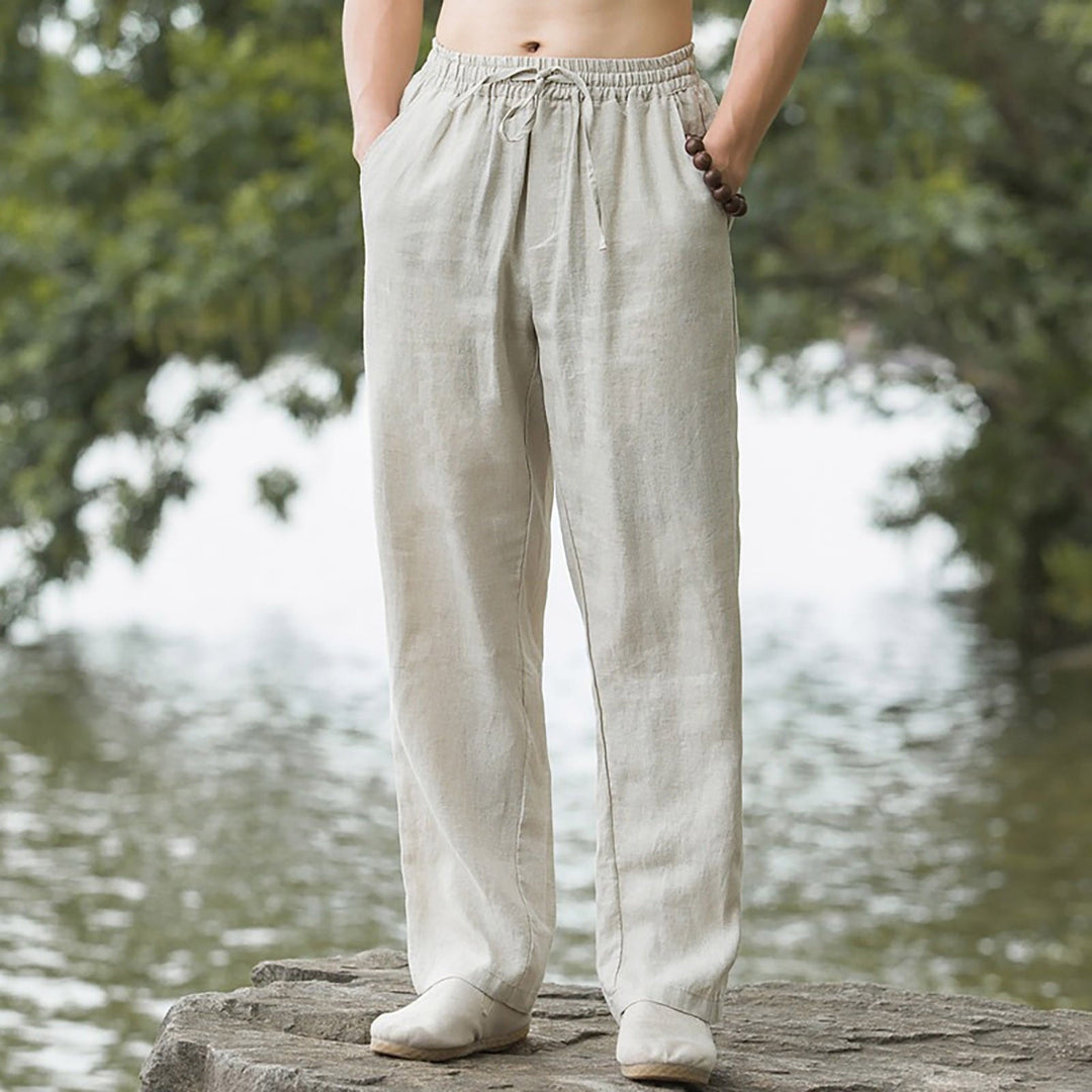 Men's Elastic Waist Knit Straight Leg Trousers