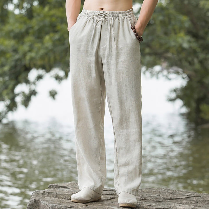 Men's Elastic Waist Knit Straight Leg Trousers