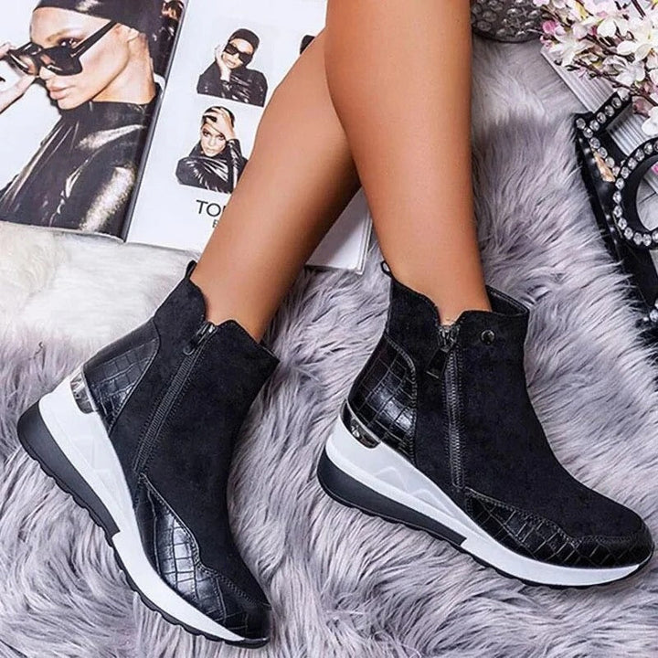 Women's Ankle Boots Leather Wedge Sneakers