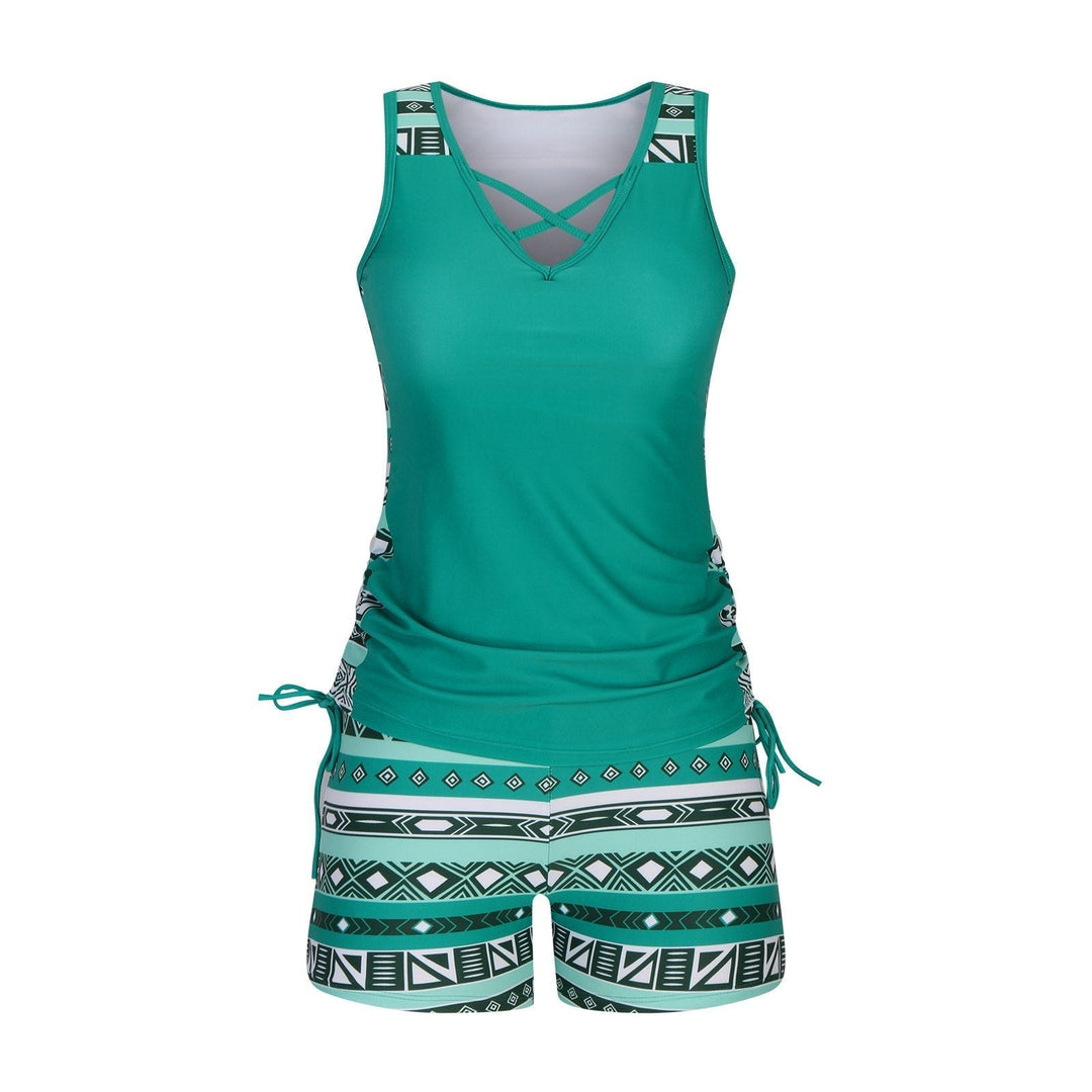 Women's Nylon Tankini Swimsuit Swimwear Set Tank Top with Board Shorts'