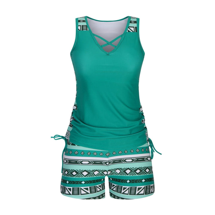 Women's Nylon Tankini Swimsuit Swimwear Set Tank Top with Board Shorts'