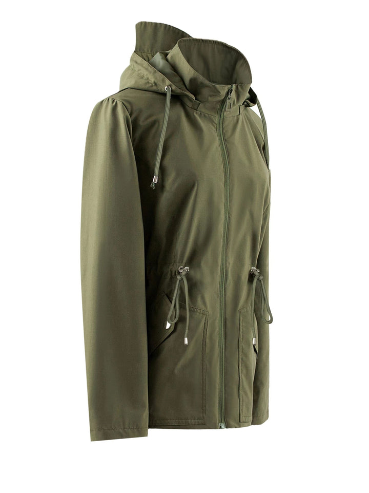 Waterproof Rain Jacket Women's Hooded Fleece Windbreaker