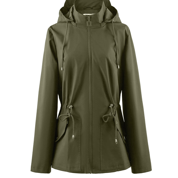 Waterproof Rain Jacket Women's Hooded Fleece Windbreaker
