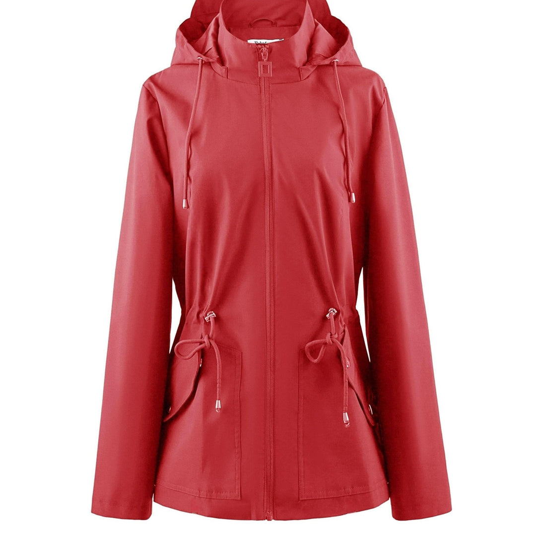 Waterproof Rain Jacket Women's Hooded Fleece Windbreaker