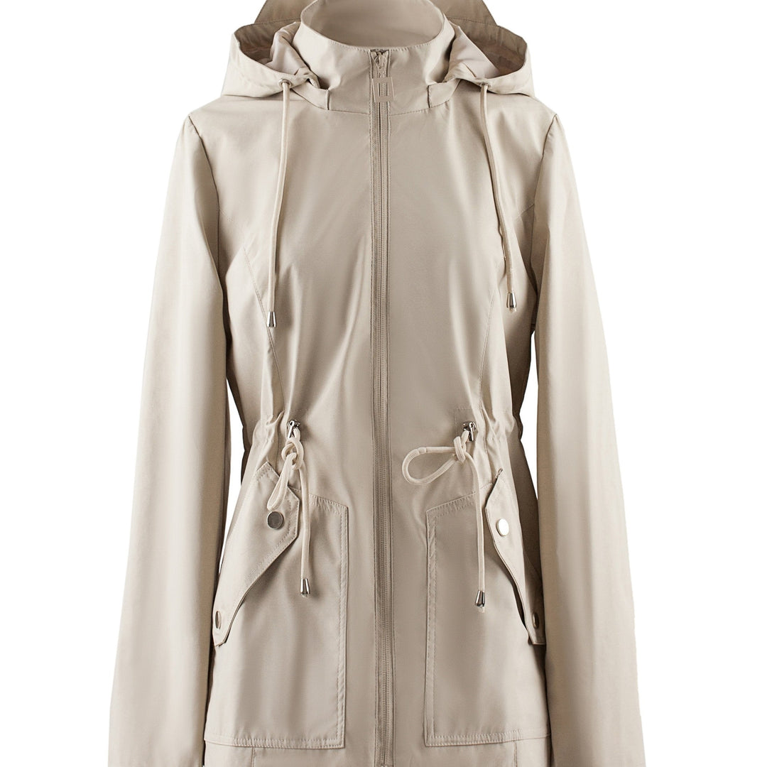 Waterproof Rain Jacket Women's Hooded Fleece Windbreaker
