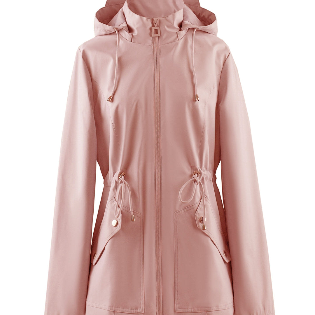 Waterproof Rain Jacket Women's Hooded Fleece Windbreaker