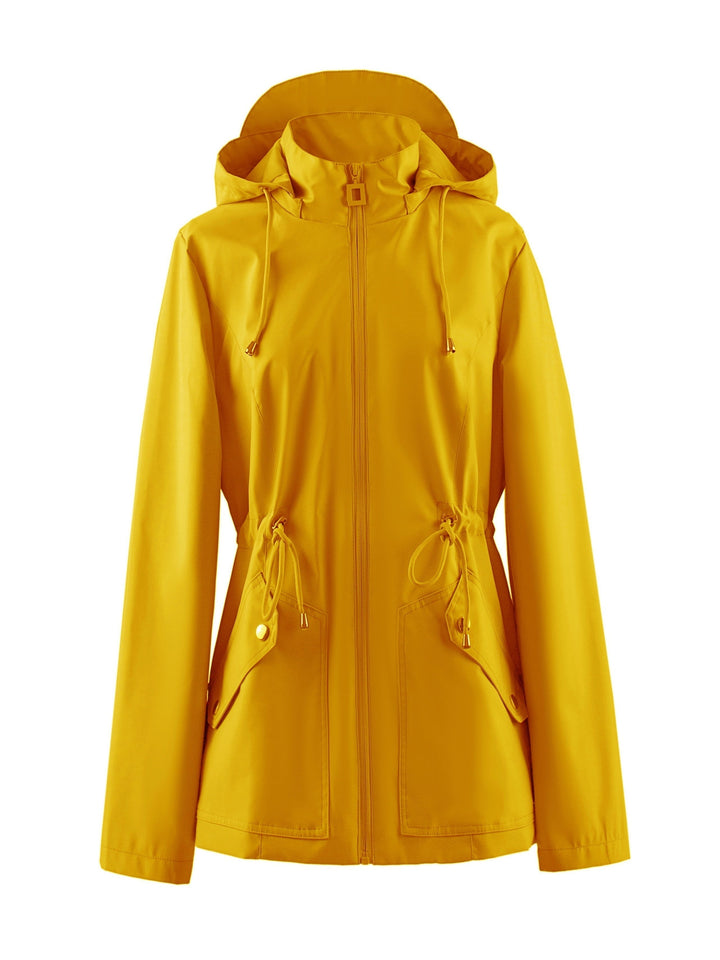 Waterproof Rain Jacket Women's Hooded Fleece Windbreaker