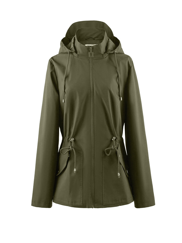 Waterproof Rain Jacket Women's Hooded Fleece Windbreaker