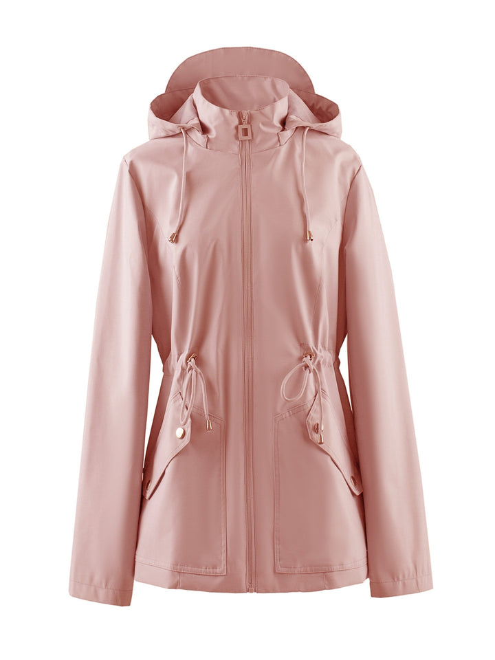 Waterproof Rain Jacket Women's Hooded Fleece Windbreaker