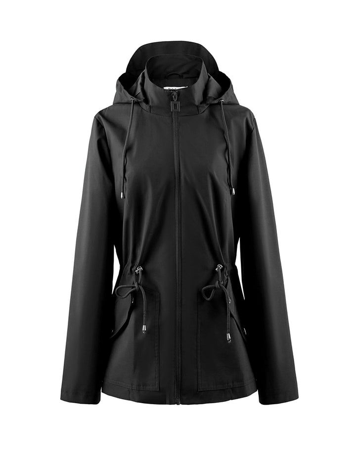 Waterproof Rain Jacket Women's Hooded Fleece Windbreaker