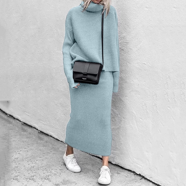 Women’s Long-Sleeve Top & Maxi Skirt Knit Set