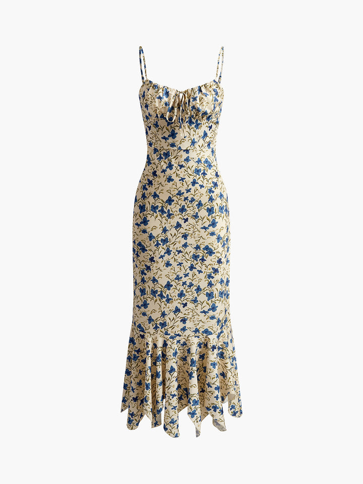 Women's Floral Ruffle Midi Slip Dress