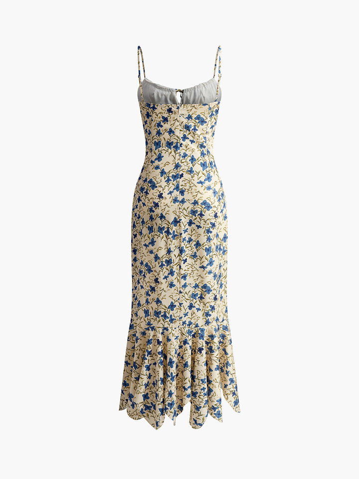 Women's Floral Ruffle Midi Slip Dress