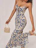 Women's Floral Ruffle Midi Slip Dress