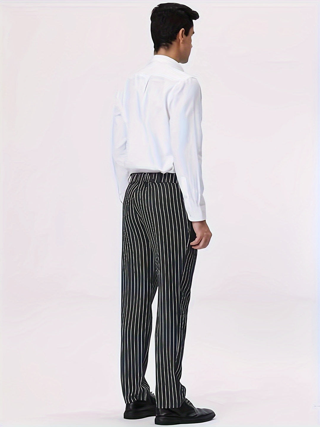 Men's Striped Wool Trousers Regular Fit Casual Work Pants