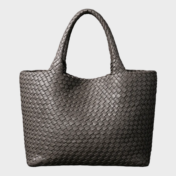 Women's Leather Woven Tote Handbag Wide Strap Shoulder Bag