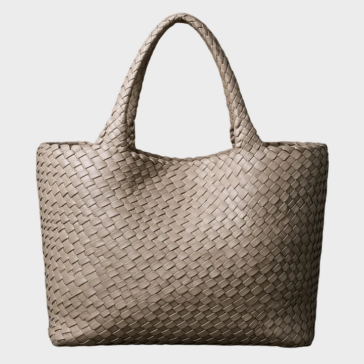 Women's Leather Woven Tote Handbag Wide Strap Shoulder Bag
