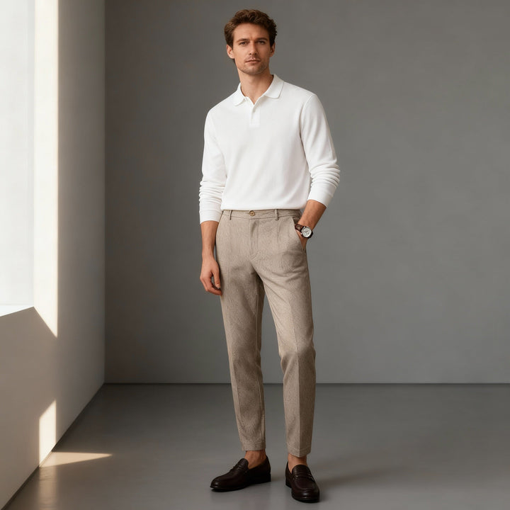 Men's Merino Wool Trousers Slim Fit Smart Casual Dress Pants