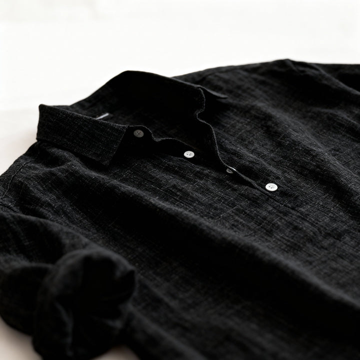 Men's Linen Long Sleeve Henley Shirt Casual Top