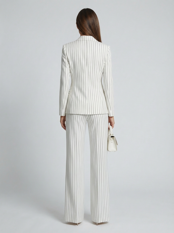 Women’s Wool-Blend Pinstripe Double-Breasted Suit Set