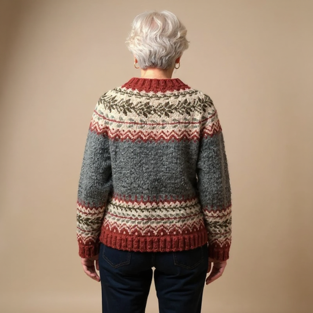 Women’s Icelandic Pattern Knit Button-Up Cardigan