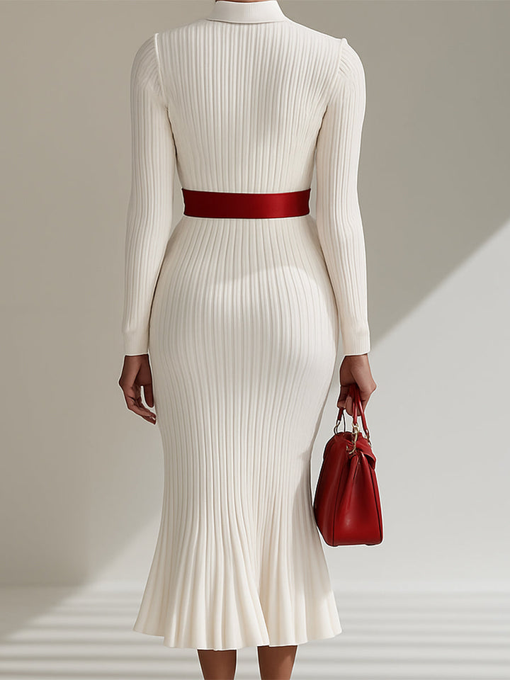 Women’s Wool-Blend Collared Belted Maxi Dress