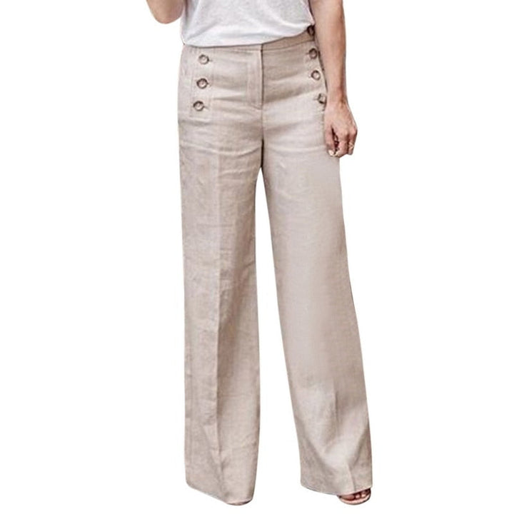 Women's Wide Leg Linen Trousers High Waisted Pants