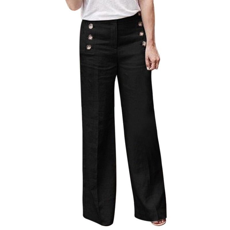 Women's Wide Leg Linen Trousers High Waisted Pants