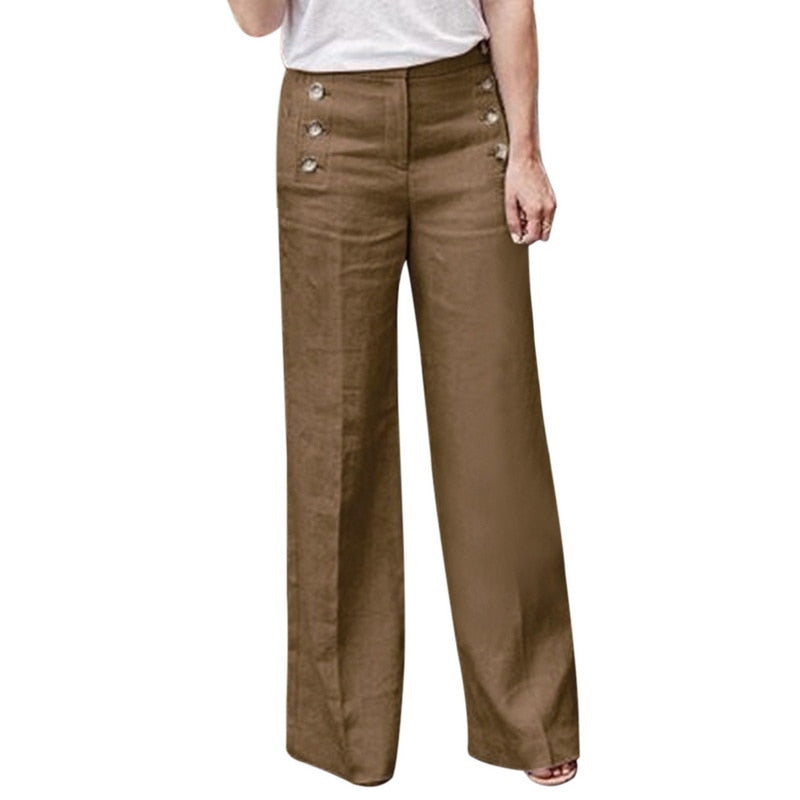 Women's Wide Leg Linen Trousers High Waisted Pants