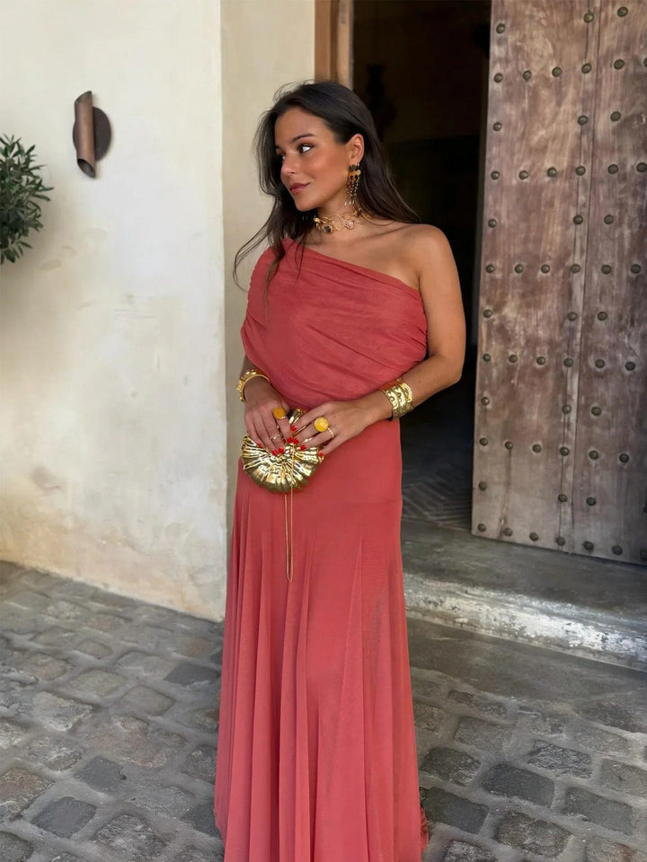 Women's Off-Shoulder Maxi Dress Chiffon Evening Gown