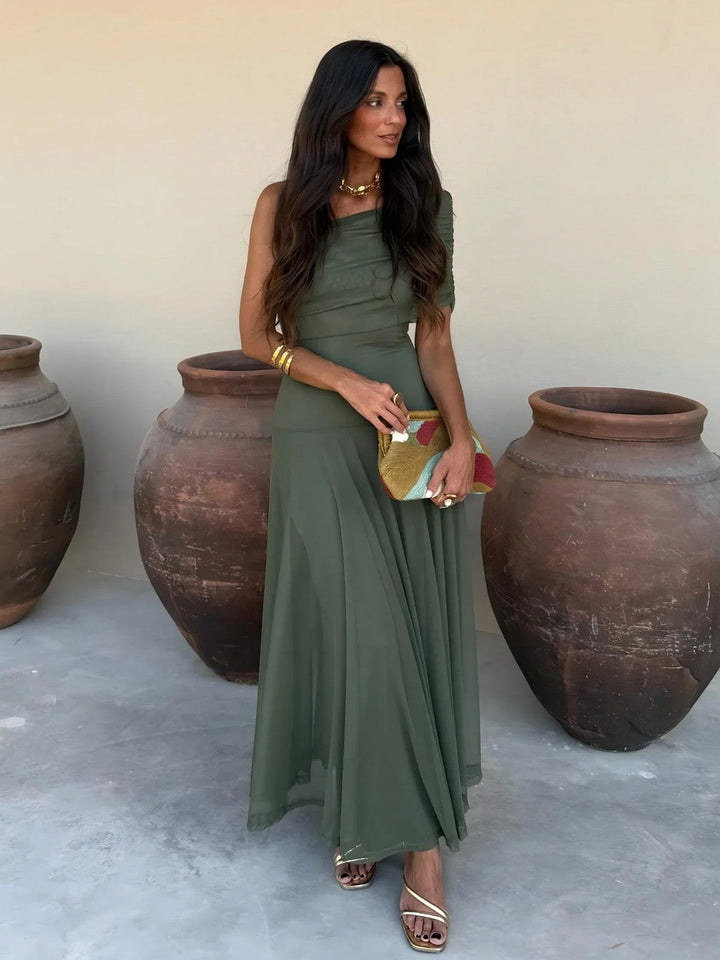 Women's Off-Shoulder Maxi Dress Chiffon Evening Gown