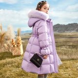 Girls’ Faux-Fur Hooded Long Quilted Puffer Coat