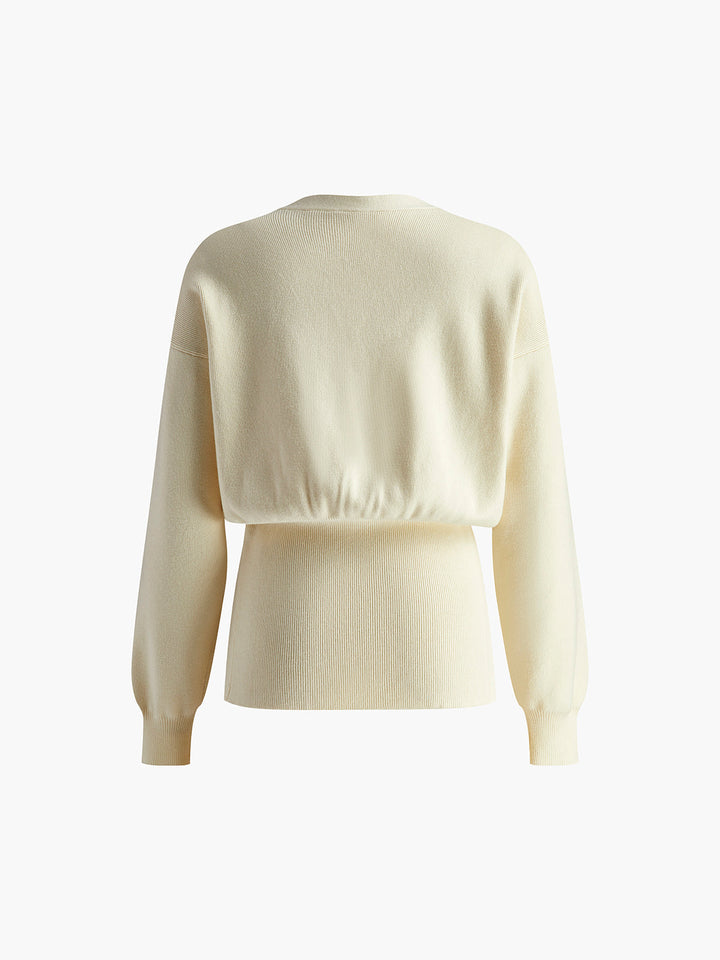 Women's Knit V-Neck Cropped Sweater Long Sleeve Cardigan