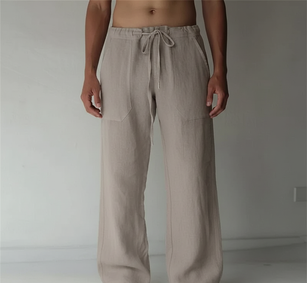 Men's Linen Wide Leg Casual Drawstring Trousers